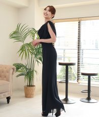 画像6: [ S-Lサイズ / 2カラー ][rinfarre]ドレープネック・シフォン・ベージュ・ネイビー・シンプル・上品・マーメイド・ノースリーブ・ロングドレス[薗田杏奈・黒木麗奈着用][送料無料] (6)