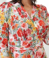画像9: [ フリーサイズ / 1カラー ][rinfarre]花柄・アート・カラフル・鮮やか・Vネック・カシュクール・七分袖・マキシ・ロングドレス・ラップ・ワンピース[奈月セナ着用][送料無料] (9)