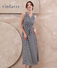画像1: [ フリーサイズ / 1カラー ][rinfarre]ノースリーブ・Vネック・プリント・カシュクール・マキシ・ロングドレス・ワンピース[奈月セナ着用][送料無料] (1)