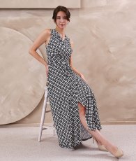 画像3: [ フリーサイズ / 1カラー ][rinfarre]ノースリーブ・Vネック・プリント・カシュクール・マキシ・ロングドレス・ワンピース[奈月セナ着用][送料無料] (3)