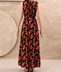 画像11: [ フリーサイズ / 1カラー ][rinfarre]ノースリーブ・Vネック・花柄・カシュクール・ラップワンピース・マキシ・ロングドレス・ワンピース[薗田杏奈着用][送料無料] (11)