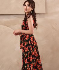 画像5: [ フリーサイズ / 1カラー ][rinfarre]ノースリーブ・Vネック・花柄・カシュクール・ラップワンピース・マキシ・ロングドレス・ワンピース[薗田杏奈着用][送料無料] (5)