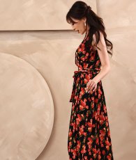 画像6: [ フリーサイズ / 1カラー ][rinfarre]ノースリーブ・Vネック・花柄・カシュクール・ラップワンピース・マキシ・ロングドレス・ワンピース[薗田杏奈着用][送料無料] (6)