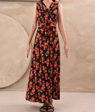 画像9: [ フリーサイズ / 1カラー ][rinfarre]ノースリーブ・Vネック・花柄・カシュクール・ラップワンピース・マキシ・ロングドレス・ワンピース[薗田杏奈着用][送料無料] (9)