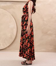 画像10: [ フリーサイズ / 1カラー ][rinfarre]ノースリーブ・Vネック・花柄・カシュクール・ラップワンピース・マキシ・ロングドレス・ワンピース[薗田杏奈着用][送料無料] (10)