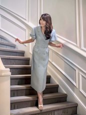 画像12: [ フリーサイズ / 2カラー ][rinfarre]ジャケットワンピ・テーラードカラー・ベルト・ポケット・ロングドレス・ワンピース[薗田杏奈着用][送料無料] (12)