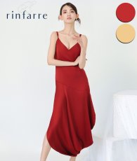 画像1: [ S-Mサイズ / 2カラー ][rinfarre]無地・キャミソール・Vネック・ハイウエスト・ドレープ・ロングドレス・ワンピース[黒木麗奈・薗田杏奈着用][送料無料] (1)