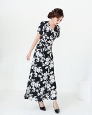 画像3: [ フリーサイズ / 1カラー ][rinfarre]半袖・Vネック・花柄・カシュクール・マキシ・ロングドレス・ワンピース[薗田杏奈着用][送料無料] (3)