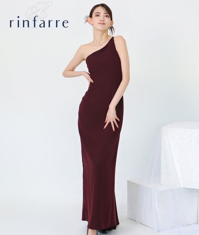 rinfarre ロングドレス ワンショルダー・バックオープン・ノースリーブ・ロングドレス
