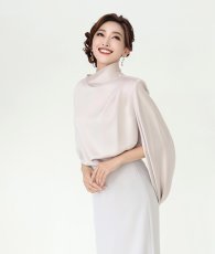 画像6: [ フリーサイズ / 1カラー ][rinfarre]ハイネック・ケープ風・バックドレープ・ブラウス・トップス[薗田杏奈着用][送料無料] (6)