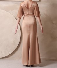 画像16: [ S-Lサイズ / 2カラー ][rinfarre]サテン・ドレープネック・フレアスリーブ・ギャザー・タイト・ロングドレス・ワンピース[山崎みどり着用][送料無料] mycm (16)