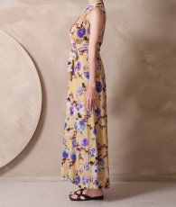 画像11: [ フリーサイズ / 1カラー ][rinfarre]ノースリーブ・Vネック・マスタード×パープル・カシュクール・マキシ・ロングドレス・ワンピース[山崎みどりちゃん着用][送料無料]myyl (11)