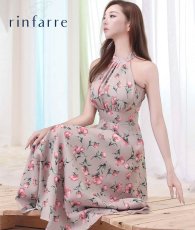 画像1: [ S-Lサイズ / 1カラー ][rinfarre] ホルターネック・胸元プリーツ・花柄・Aライン・ロングドレス・ワンピース[山崎みどり着用][送料無料] myju (1)