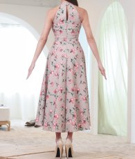 画像13: [ S-Lサイズ / 1カラー ][rinfarre] ホルターネック・胸元プリーツ・花柄・Aライン・ロングドレス・ワンピース[山崎みどり着用][送料無料] myju (13)