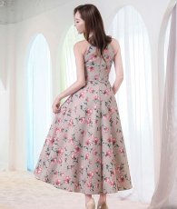 画像4: [ S-Lサイズ / 1カラー ][rinfarre] ホルターネック・胸元プリーツ・花柄・Aライン・ロングドレス・ワンピース[山崎みどり着用][送料無料] myju (4)
