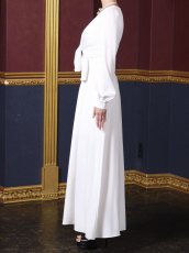 画像13: [ S-Lサイズ / 2カラー ][rinfarre]フロントリボン・Vネック・長袖・ハイウエスト・ロングドレス・ワンピース[薗田杏奈着用][送料無料] (13)