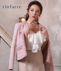 画像1: [韓国製][rinfarre]ピンク・ツイード・パールボタン・長袖・ビジュー・ジャケット・アウター[山崎みどり着用][送料無料] (1)