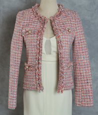 画像2: [韓国製][rinfarre]ピンク・ツイード・パールボタン・長袖・ビジュー・ジャケット・アウター[山崎みどり着用][送料無料] (2)