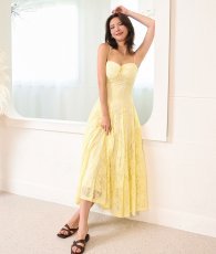 画像6: [ S-Lサイズ / 1カラー ][Éclet-Grelot by RiNFARRE]キャミソール・総レース・コルセット・イエロー・セミロング丈・ロングドレス・エクラグレロ [奈月セナ着用][送料無料] (6)