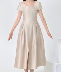 画像8: [ S-Lサイズ / 1カラー ][Eclet-Grelot by RiNFARRE]ウエストタック・キャップスリーブ・スクエアネック・ミモレ丈・ロングドレス・エクラグレロ [黒木麗奈着用][送料無料] (8)