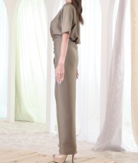 画像12: [ S-Lサイズ / ２カラー ][Eclet-Grelot by RiNFARRE]ラップスカート風・サテン・ボートネック・半袖・マキシ丈・ロングドレス・エクラグレロ [山崎みどり着用][送料無料]myivmc (12)