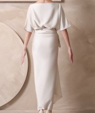 画像13: [ S-Lサイズ / ２カラー ][Eclet-Grelot by RiNFARRE]ラップスカート風・サテン・ボートネック・半袖・マキシ丈・ロングドレス・エクラグレロ [山崎みどり着用][送料無料]myivmc (13)