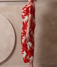 画像12: [ フリーサイズ / 1カラー ][Eclet-Grelot by RiNFARRE] レッド・フラワープリント・Vネック・半袖・フレア・ロングドレス・ワンピース・エクラグレロ [山崎みどり着用][送料無料] myrd (12)