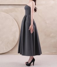 画像14: [ S-Lサイズ / 1カラー ][Eclet-Grelot by RiNFARRE]ベアトップ・ハートネック・ウエストタック・ロングドレス・エクラグレロ [薗田杏奈着用][送料無料] (14)