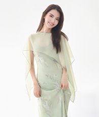 画像2: [ S-Lサイズ / 1カラー ][Eclet-Grelot by RiNFARRE]ケープカラー・シフォン・花柄・ノースリーブ・マキシ丈・ロングドレス・エクラグレロ [黒木麗奈着用][送料無料] (2)