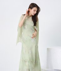 画像4: [ S-Lサイズ / 1カラー ][Eclet-Grelot by RiNFARRE]ケープカラー・シフォン・花柄・ノースリーブ・マキシ丈・ロングドレス・エクラグレロ [黒木麗奈着用][送料無料] (4)