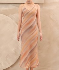 画像13: [ S-Lサイズ / 2カラー ][Éclet-Grelot by RiNFARRE] ストライプ柄・シフォン・Vネック・ノースリーブ・マキシ丈・ロングドレス・エクラグレロ [奈月セナ着用・薗田杏奈着用][送料無料] (13)