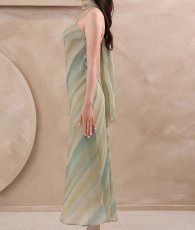 画像14: [ S-Lサイズ / 2カラー ][Éclet-Grelot by RiNFARRE] ストライプ柄・シフォン・Vネック・ノースリーブ・マキシ丈・ロングドレス・エクラグレロ [奈月セナ着用・薗田杏奈着用][送料無料] (14)