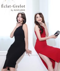 画像1: [ S-Lサイズ / 2カラー ][Eclet-Grelot by RiNFARRE]シンプル・ボートネック・サイドスリット・ノースリーブ・ロングドレス・ワンピース エクラグレロ [奈月セナ・薗田杏奈着用][送料無料] (1)