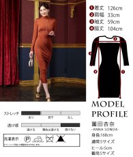 画像8: [ S-Lサイズ / 2カラー ][Eclet-Grelot by RiNFARRE]ハイネック・ストレッチ生地・シャーリング・長袖・マキシ丈・ロングドレス・エクラグレロ [薗田杏奈・奈月セナ着用][送料無料] (8)