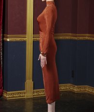 画像10: [ S-Lサイズ / 2カラー ][Eclet-Grelot by RiNFARRE]ハイネック・ストレッチ生地・シャーリング・長袖・マキシ丈・ロングドレス・エクラグレロ [薗田杏奈・奈月セナ着用][送料無料] (10)