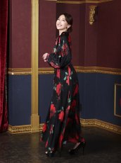 画像5: [ フリーサイズ / 2カラー ][Eclet-Grelot by RiNFARRE]花柄・ストライプ・ボウタイ・長袖・フレア・ロングドレス・ワンピース・エクラグレロ [奈月セナ・薗田杏奈着用][送料無料] (5)