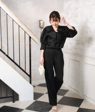 画像4: [ フリーサイズ / 1カラー ][EleHast]フリルシャツ・トップスフォールド・ワイドパンツ・セットアップ[薗田杏奈着用][送料無料] (4)