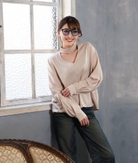 画像8: [ フリーサイズ / 2カラー ][EleHast]ハイネック・サテンエレガント・フレンチトップス・ブラウス[薗田杏奈着用] (8)