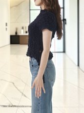画像11: [ フリーサイズ / 1カラー ][EleHast]シャーリング・トップス・カットソー・ネイビー・サイドドローストリング・ショート丈[薗田杏奈着用][送料無料] (11)