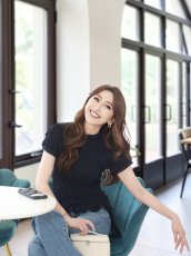 画像3: [ フリーサイズ / 1カラー ][EleHast]シャーリング・トップス・カットソー・ネイビー・サイドドローストリング・ショート丈[薗田杏奈着用][送料無料] (3)