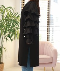 画像11: [ フリーサイズ / 1カラー ][EleHast]ブラック・ノースリーブ・パールビジューポケット・ロングジレ・ジャケット・ベスト[薗田杏奈着用][送料無料] (11)