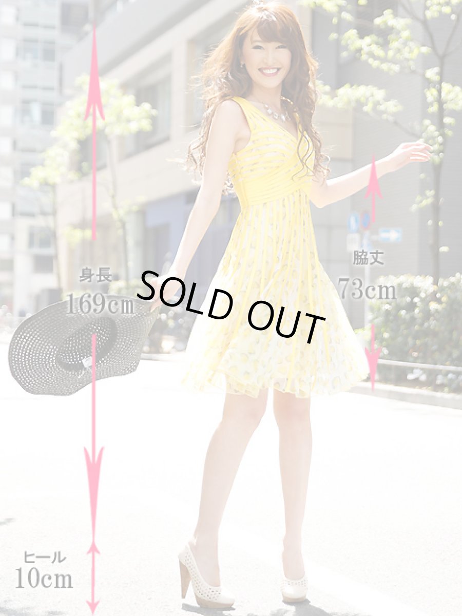 画像5: [SALE品のため返品不可＆再入荷なしの現品限り][ERUKEI][山崎みどり・薗田杏奈着用]立体斜線・ノースリーブ・プリント柄・4色カラー・Aライン・フレア・Vネック・ミニドレス・ワンピース【mrg-ayp】[送料無料] (5)