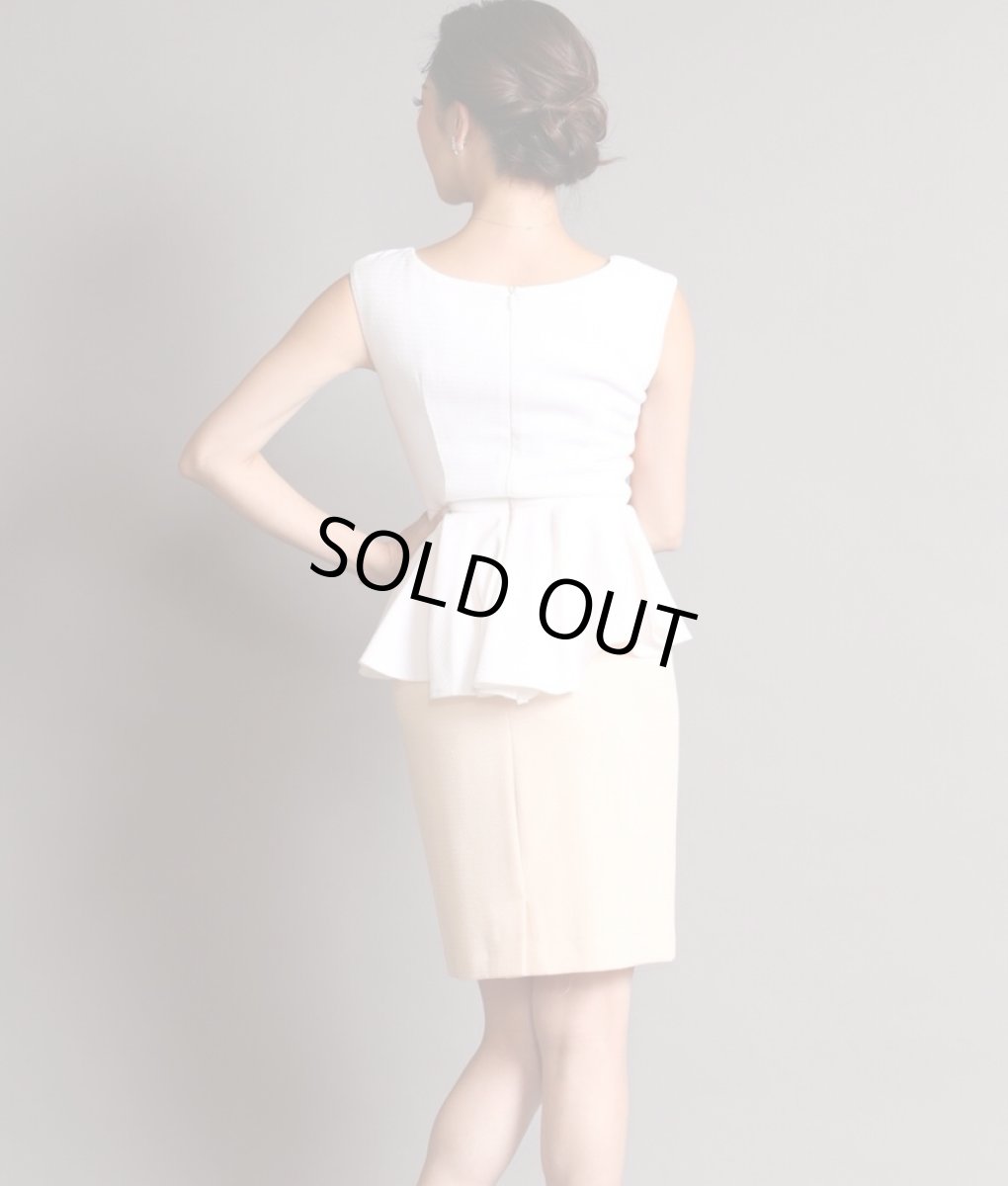 画像11: [SALE品のため返品不可＆再入荷なしの現品限り][ERUKEI][山崎みどり着用][姉ageha]パールビジュー＆シースルー・バイカラー・ぺプラム・ノースリーブ・タイト・ミニドレス・ワンピース (11)