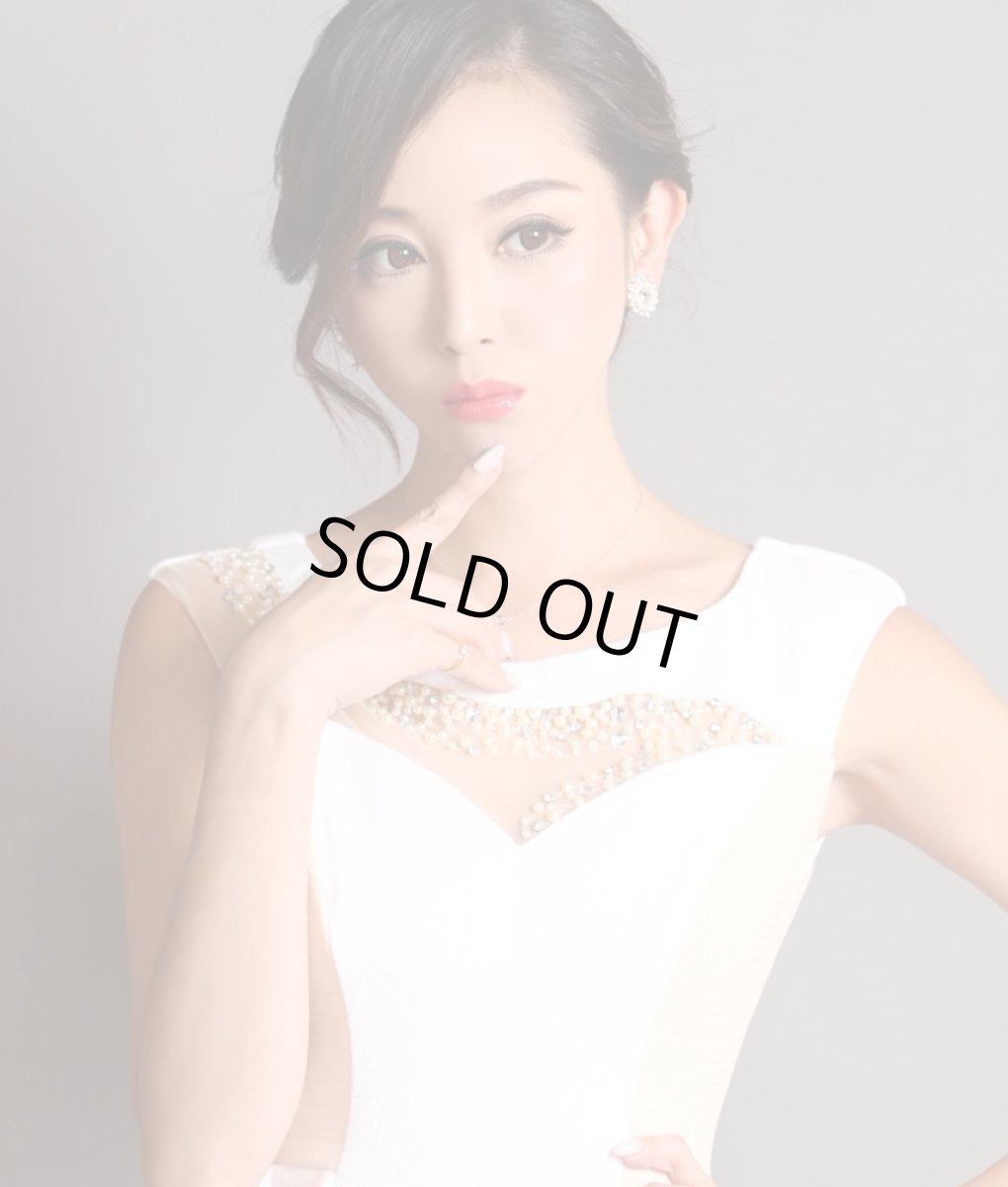 画像4: [SALE品のため返品不可＆再入荷なしの現品限り][ERUKEI][山崎みどり着用][姉ageha]パールビジュー＆シースルー・バイカラー・ぺプラム・ノースリーブ・タイト・ミニドレス・ワンピース (4)