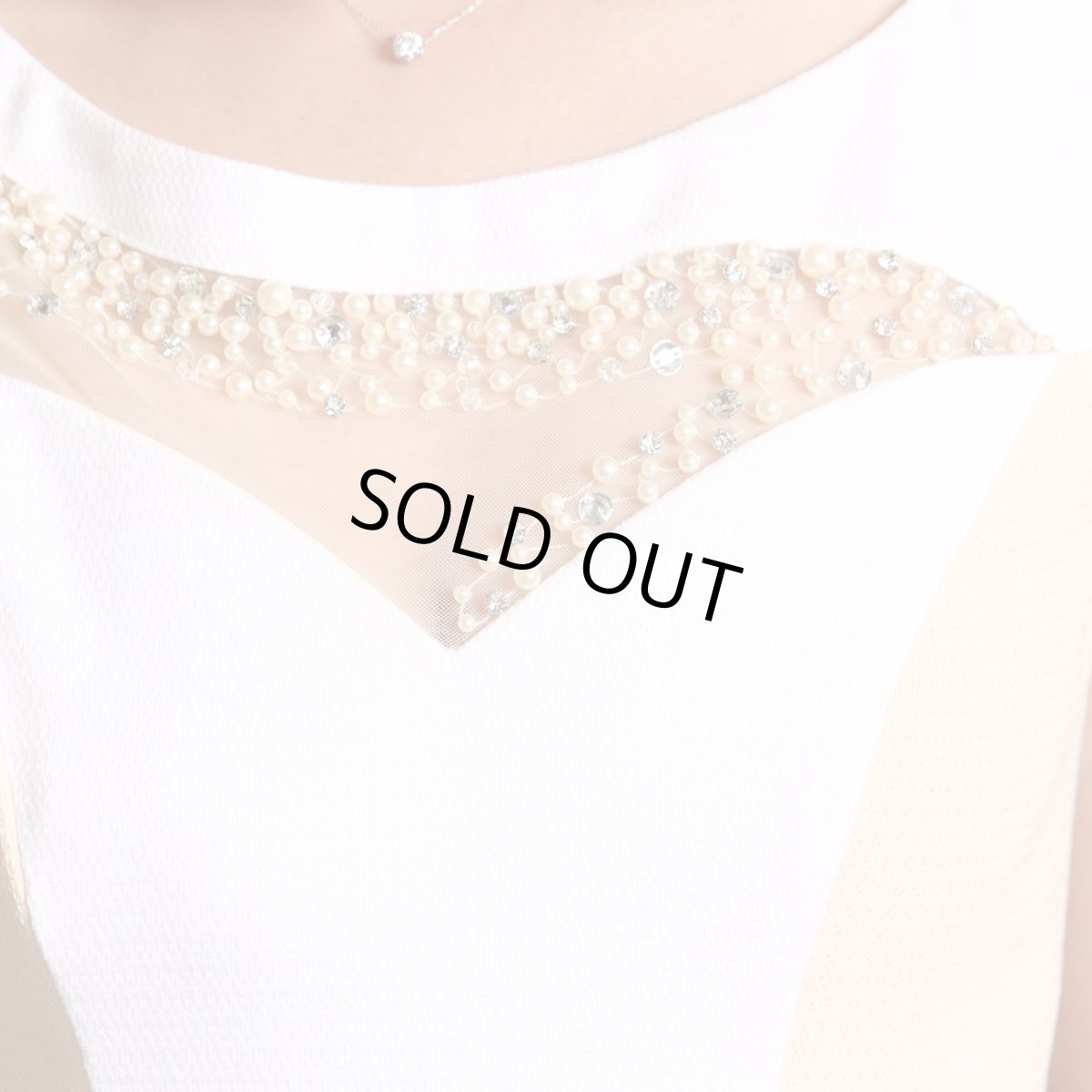 画像6: [SALE品のため返品不可＆再入荷なしの現品限り][ERUKEI][山崎みどり着用][姉ageha]パールビジュー＆シースルー・バイカラー・ぺプラム・ノースリーブ・タイト・ミニドレス・ワンピース (6)