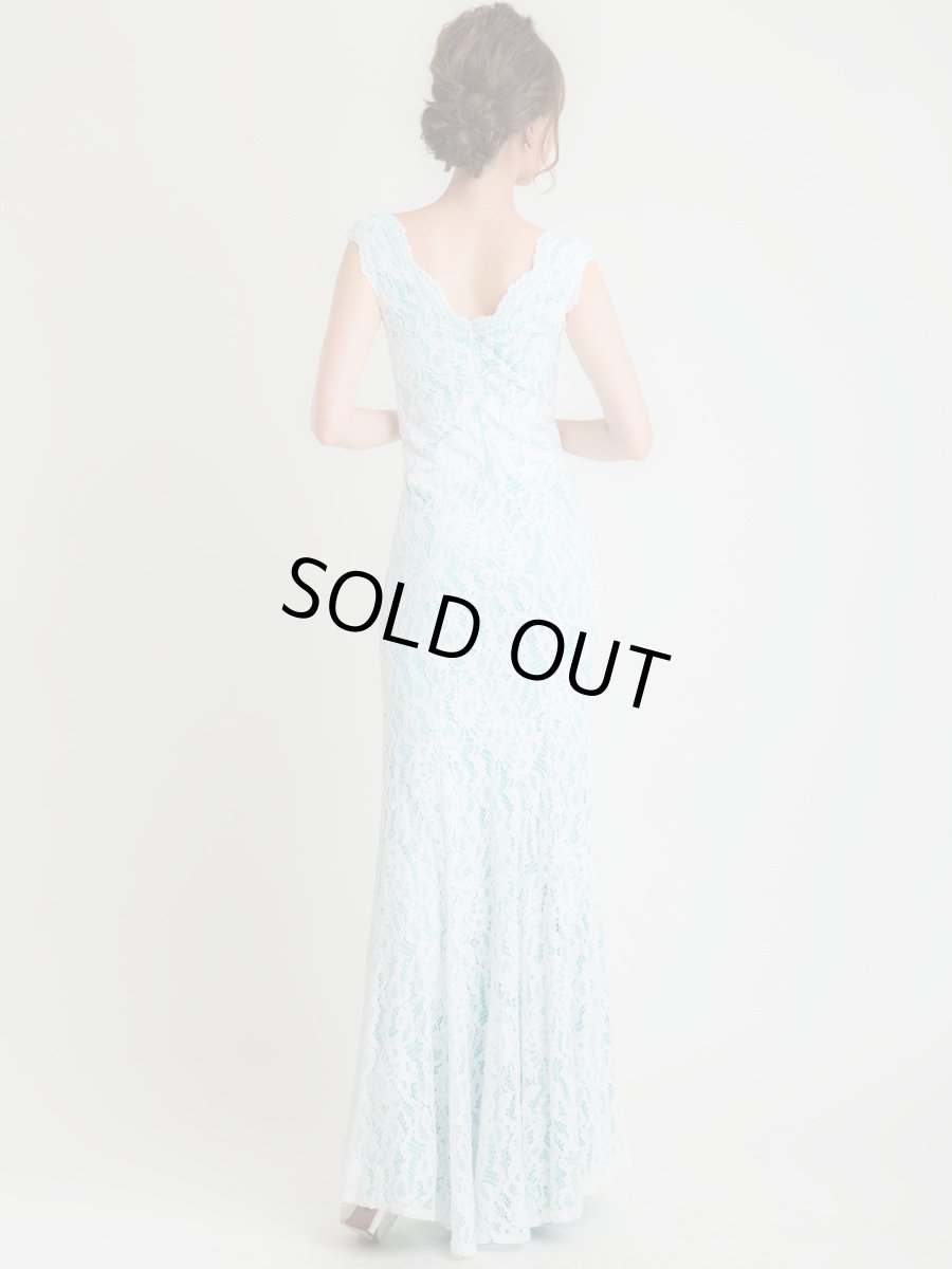 画像3: [ERUKEI][薗田杏奈着用]パステル・オーバーホワイトレース・ノースリーブ・Vネック・バックトレーン・ロングドレス[送料無料] (3)