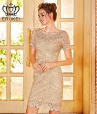 画像7: [ XS-Lサイズ / 3カラー][ERUKEI]ブルー・ベージュ・ピンク・エレガント・レース・スリーブ・ミディアムドレス・ワンピース[送料無料] (7)