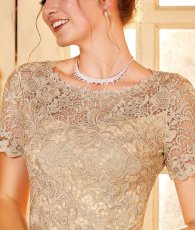 画像10: [ XS-Lサイズ / 3カラー][ERUKEI]ブルー・ベージュ・ピンク・エレガント・レース・スリーブ・ミディアムドレス・ワンピース[送料無料] (10)