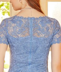 画像5: [ XS-Lサイズ / 3カラー][ERUKEI]ブルー・ベージュ・ピンク・エレガント・レース・スリーブ・ミディアムドレス・ワンピース[送料無料] (5)