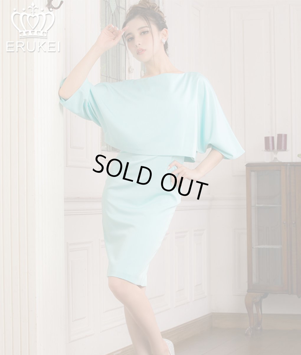 画像2: [SALE品のため返品不可＆再入荷なしの現品限り][ERUKEI]シンプル・無地・レイヤード・大人・ドルマンスリーブ・七分袖・タイト・ミニドレス・ワンピース[山崎みどり・MIRIN着用]《送料＆代引き手数料無料》mybw (2)
